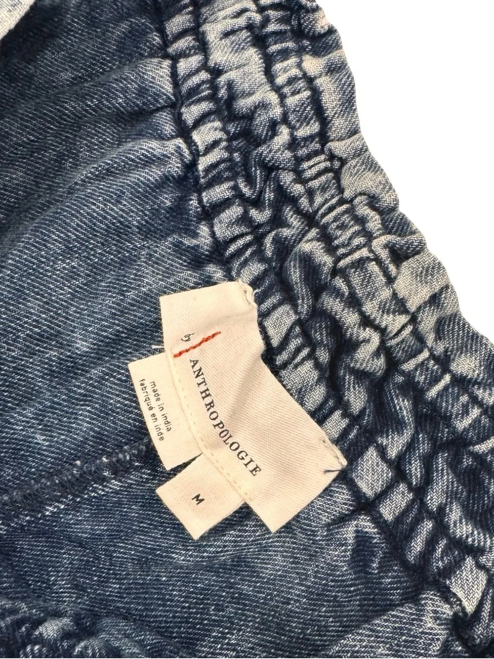 Anthropologie Washed Blue Paperbag Waist Wide-Leg lightweight cotton Jeans - Picture 8 of 15